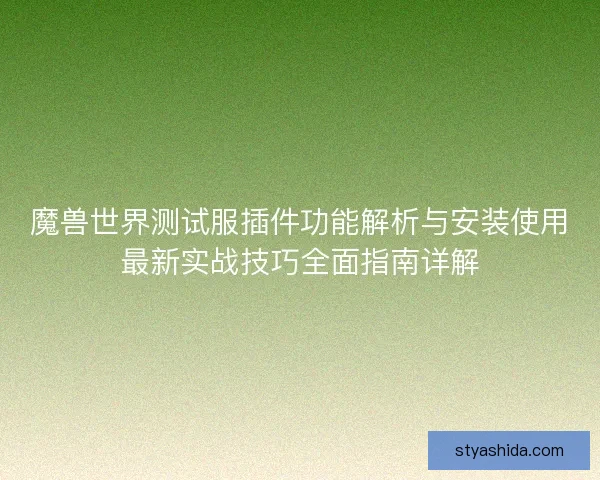魔兽世界测试服插件功能解析与安装使用最新实战技巧全面指南详解